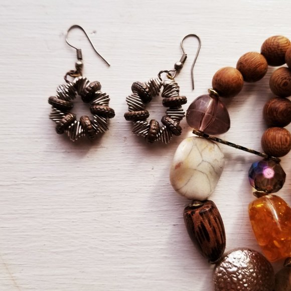 Brown Round Earrings - Picture 3 of 3